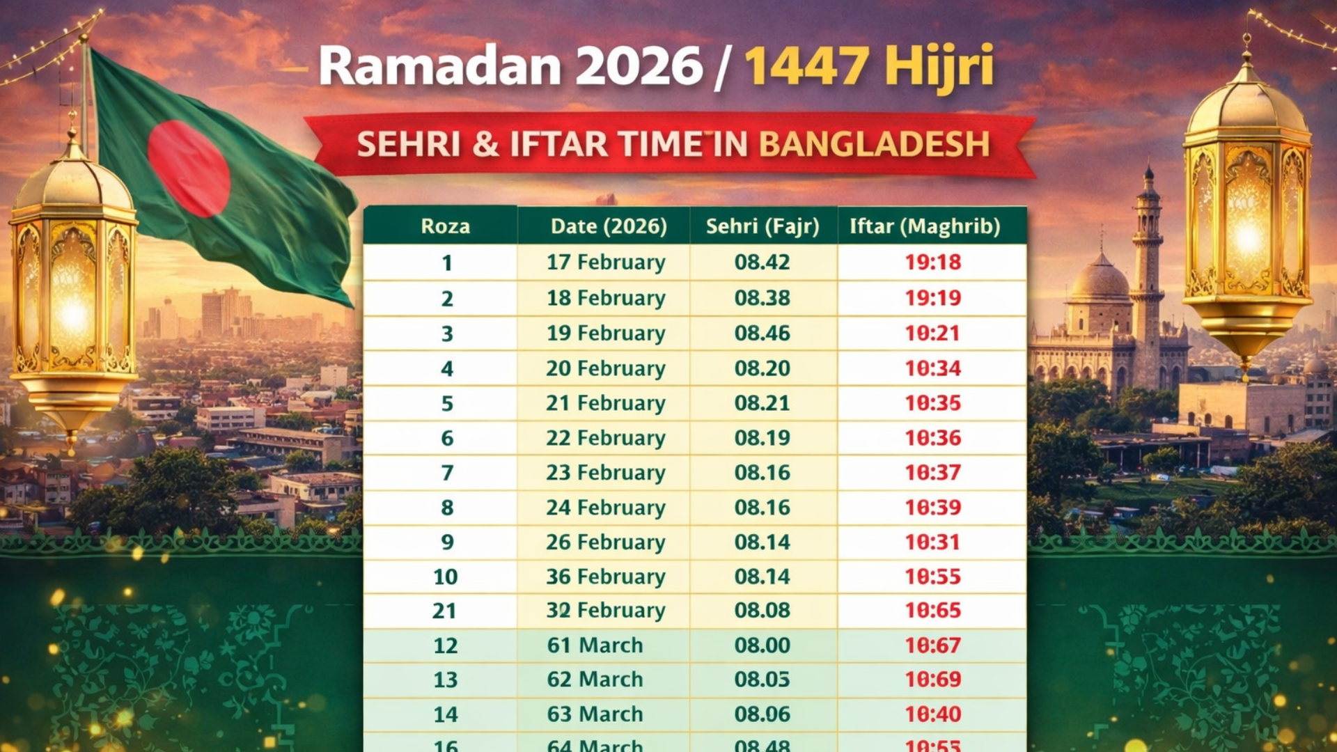 Ramadan Calendar 2026